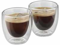 WMF Kult doppelwandige Espressotassen Glas Set 2-teilig, Gläser 80ml, Schwebeeffekt,