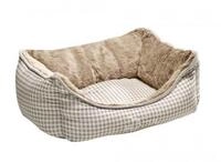 HUNTER Astana Hundesofa | Karo-Design, Wendekissen mit Pl&uuml;sch, hoher Rand,
