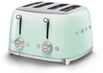 Smeg, 4x4 TSF03PGEU -Toaster, 4 Schlitze f&uuml;r 4 Scheiben, 6 Vergoldungsniveaus,