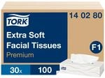 Tork weiche Kosmetikt&uuml;cher Wei&szlig; F1, Premium, 2-lagig, 30 &times; 100 Blatt, 140280