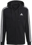 Adidas Herren Essentials Fleece 3-Stripes Full-Zip Hoodie, Black, S