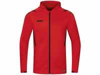 JAKO Herren Hooded Jacket Trainingsjacke Challenge mit Kapuze, Rot/Schwarz, XL EU