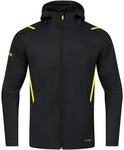 JAKO Herren Freizeitjacke Challenge mit Kapuze, Schwarz-Meliert/Citro, M