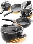 STONELINE Future Topfset Induktion, 8-teilig mit Pfanne und Sieb Deckel, Kochtopf Set