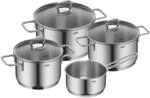 Silit Alicante Topfset Induktion 4-teilig, Kochtopf Set mit Glasdeckel, Edelstahl