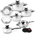 CARL SCHMIDT SOHN Schmidt Sohn Kochtopf Set Aurich 16-teilig mit Deckel Edelstahl,