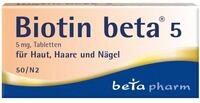 BIOTIN beta 5 Tabletten - Biotin 5mg hochdosiert (Vitamin B7), 50 St&uuml;ck