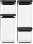 Brabantia 4er-Set Vorratsdose Eckig, Tasty+, Dunk Grau