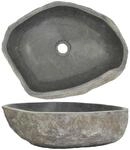 vidaXL Badezimmer-Waschbecken, 45&ndash;53x34&ndash;41x15 cm, Naturstein, Oval, Waschschale,