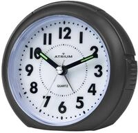 Atrium Wecker Analog Quarz ohne Ticken mit Licht und Snooze Schwarz Metallic...
