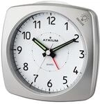 Atrium Wecker Analog Quarz ohne Ticken, mit Licht und Snooze Silber A251-19