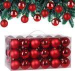 DEUBA Weihnachtskugeln 54er Set &Oslash; 6 cm aus Kunststoff Rot | 54 Kugeln mit