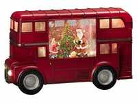 Konstsmide LED Wasserlaterne, rot, Bus mit Weihnachtsmann", mit an/aus Schalter, 5h