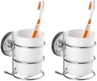 WENKO Zahnputzbecher Halter Mod. Milazzo 2er Set Zahnb&uuml;rstenhalter ohne Bohren