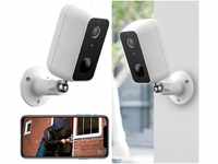VisorTech WLAN Kamera Akku: Outdoor-IP-Überwachungskamera, 2K, Akku-Betrieb,...