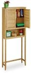 Relaxdays Waschmaschinenschrank Lamell Bambus, &Uuml;berschrank, Badschrank mit