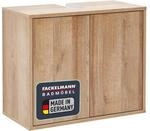 FACKELMANN Finn Waschbeckenunterschrank 60 cm in Braun Hell &ndash; Retrostil f&uuml;r...