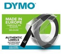 Dymo-Pr&auml;geetiketten (selbstklebend, 9 mm x 3 m) wei&szlig; auf schwarz