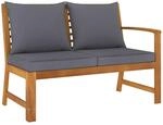 vidaXL Akazienholz Massiv Gartenbank 114,5cm mit Dunkelgrauem Kissen Sitzbank...