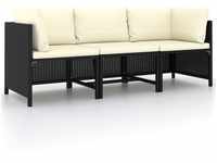 vidaXL Gartensofa 3-Sitzer mit Auflagen Lounge Sofa Couch Sitzgruppe Ecksofa