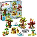 LEGO DUPLO Wilde Tiere der Welt, Zoo-Spielzeug mit Sound, 22 Tierfiguren, darunter