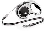 Flexi Leine New Comfort, Hundeleine Katzenleine Rollleine, Schwarz, M 20kg / 5m Seil