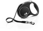 flexi&reg; Black Design S | 5m Gurt Roll-Leine f&uuml;r Hunde bis 15 kg | schwarz/Silber 