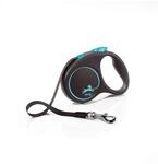 flexi&reg; Black Design S | 5m Gurt Roll-Leine f&uuml;r Hunde bis 15 kg | schwarz/blau