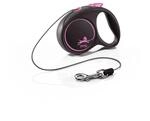 flexi&reg; Black Design XS Seil 3 m schwarz/pink, Roll-Leine f&uuml;r kleine Hunde bis 8 kg.