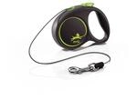 flexi&reg; Black Design XS Seil 3 m schwarz/gr&uuml;n, Roll-Leine f&uuml;r kleine Hunde bis 8