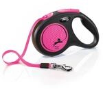 flexi&reg; Neon M | 5m Gurt Roll-Leine f&uuml;r Hunde bis 25 kg | schwarz/neon-pink 