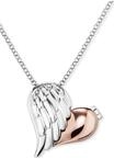 Engelsrufer Damen Halskette aus Sterling Silber und Bicolor Herzfl&uuml;gel Anh&auml;nger in
