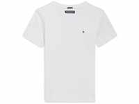 Tommy Hilfiger Jungen T-Shirt Kurzarm V-Ausschnitt, Weiß (Bright White), 8 Jahre
