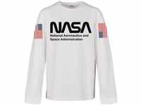 Mister Tee Unisex MTK071-Kids NASA Worm Longsleeve T-Shirt, White, 128