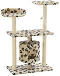 vidaXL Katzenkratzbaum Sisal 95cm Beige Pfoten-Aufdruck Kratzbaum Katzenbaum