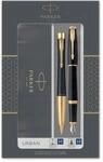 Parker Urban Duo-Geschenkset mit Kugelschreiber und F&uuml;ller | schwarz-goldene