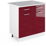 Vicco K&uuml;chenunterschrank R-Line, Rot Hochglanz, 80 cm