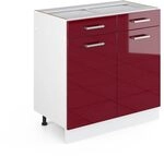 Vicco K&uuml;chenunterschrank R-Line, Rot Hochglanz, 80 cm