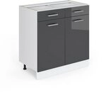 Vicco K&uuml;chenunterschrank R-Line, Anthrazit Hochglanz, 80 cm ohne...