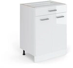 Vicco K&uuml;chenunterschrank R-Line, Wei&szlig; Hochglanz, 60 cm | 1 Schublade &middot; Ohne