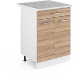 Vicco K&uuml;chenunterschrank R-Line, Sonoma, 60 cm | 1 Schublade &middot; Arbeitsplatte...