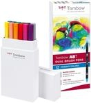 Tombow Fasermaler Dual Brush Pen mit zwei Spitzen 12er Set, prim&auml;rfarben