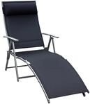 Outsunny Sonnenliege klappbar mit Kopfkissen Strandliege und Liegestuhl, 7-Fach