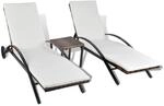vidaXL Sonnenliege 3-TLG. Poly Rattan Gartenlige Relaxliege Gartenm&ouml;bel Tisch