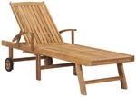 vidaXL Teak Massiv Sonnenliege Verstellbare R&uuml;ckenlehne Rustikal Gartenliege