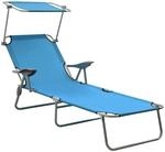 vidaXL Sonnenliege mit Sonnenschutz Zusammenklappbar Gartenliege Strandliege