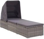 vidaXL Sonnenliege mit Sonnenschutz Auflagen Gartenliege Strandliege Relaxliege
