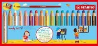 STABILO - Buntstift, Wasserfarbe & Wachsmalkreide - woody 3 in 1-18er Pack mit