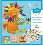 Djeco Kreativ Set Sticker Create animals mit 4 Vorlagen tierischen Aufklebern