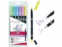 Tombow ABT-6P-2 Fasermaler Dual Brush Pen mit zwei Spitzen, pastellfarben, bunt, 1